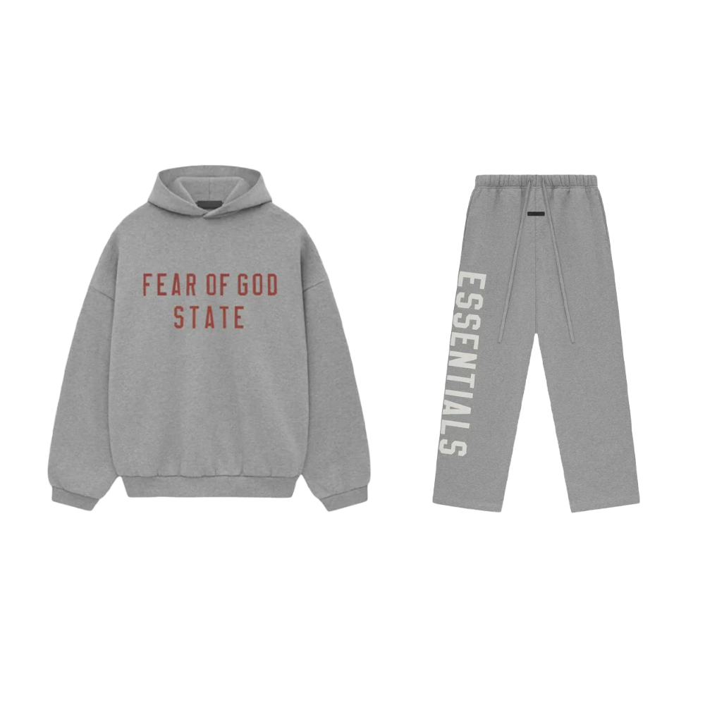 Fear of God Essentials Fleece Hoodie S24 Dark Heather + S24 Sweatpants Relaxed Heather SET