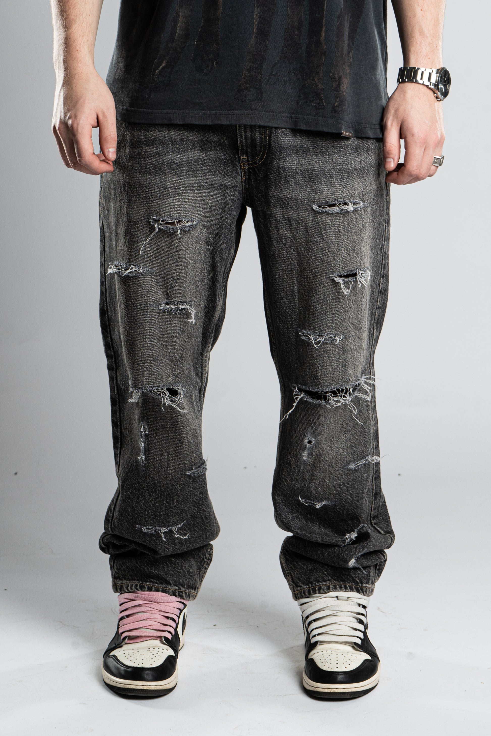 Custom Basic Distressed Jeans-Kalhoty-Custompantsprg-pikastore.cz