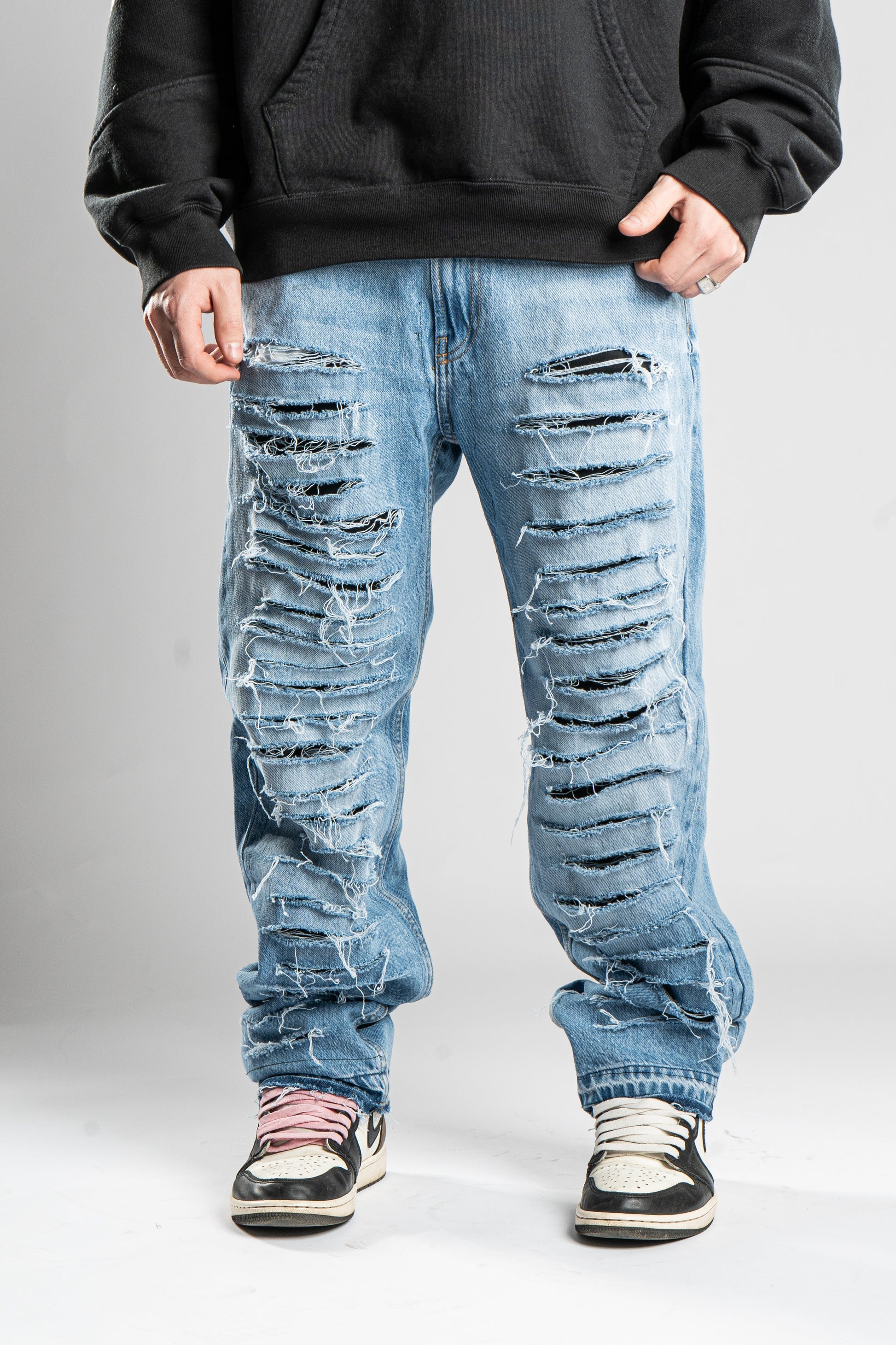 Custom Distressed Blue Jeans-Kalhoty-Custompantsprg-pikastore.cz