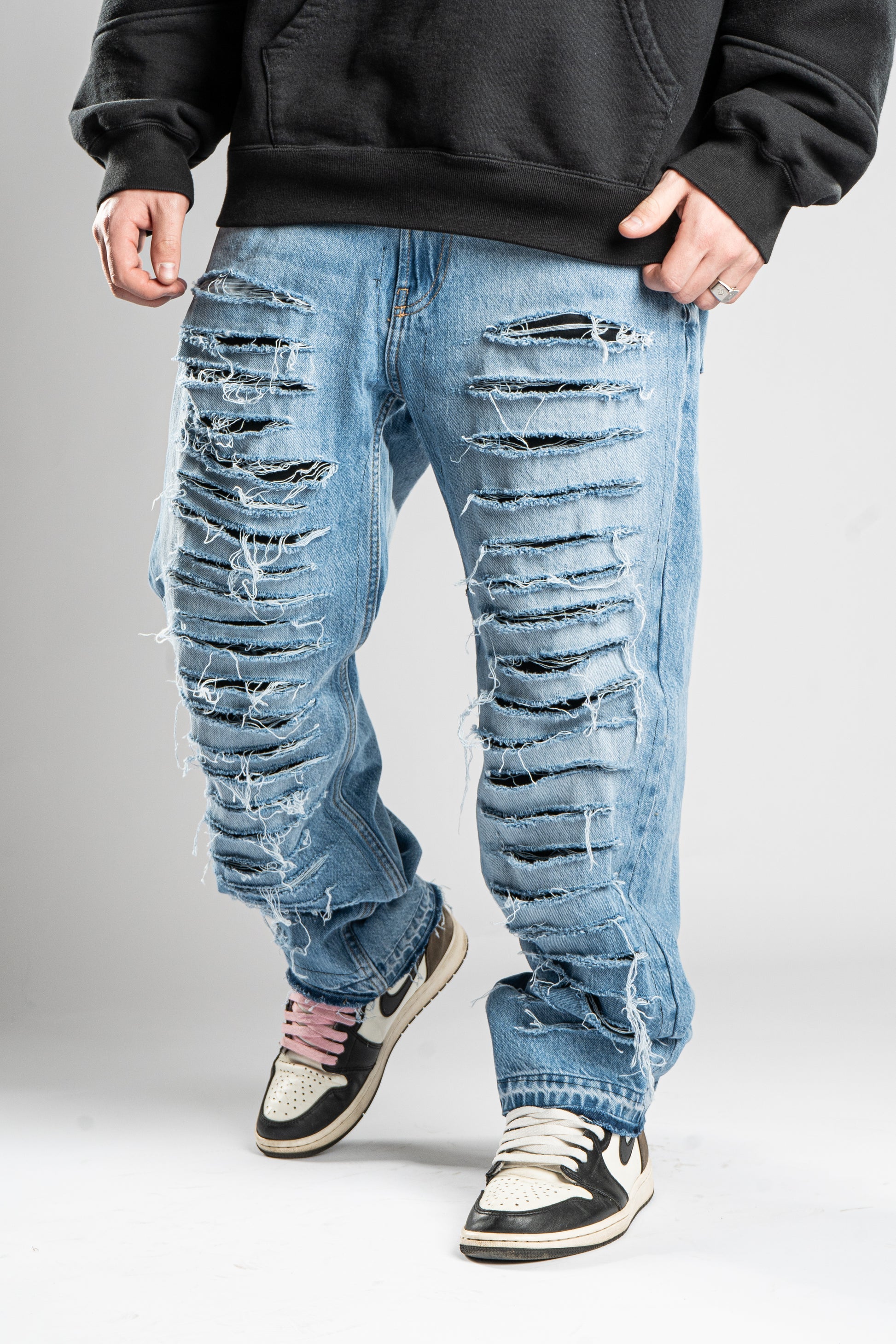 Custom Distressed Blue Jeans-Kalhoty-Custompantsprg-pikastore.cz