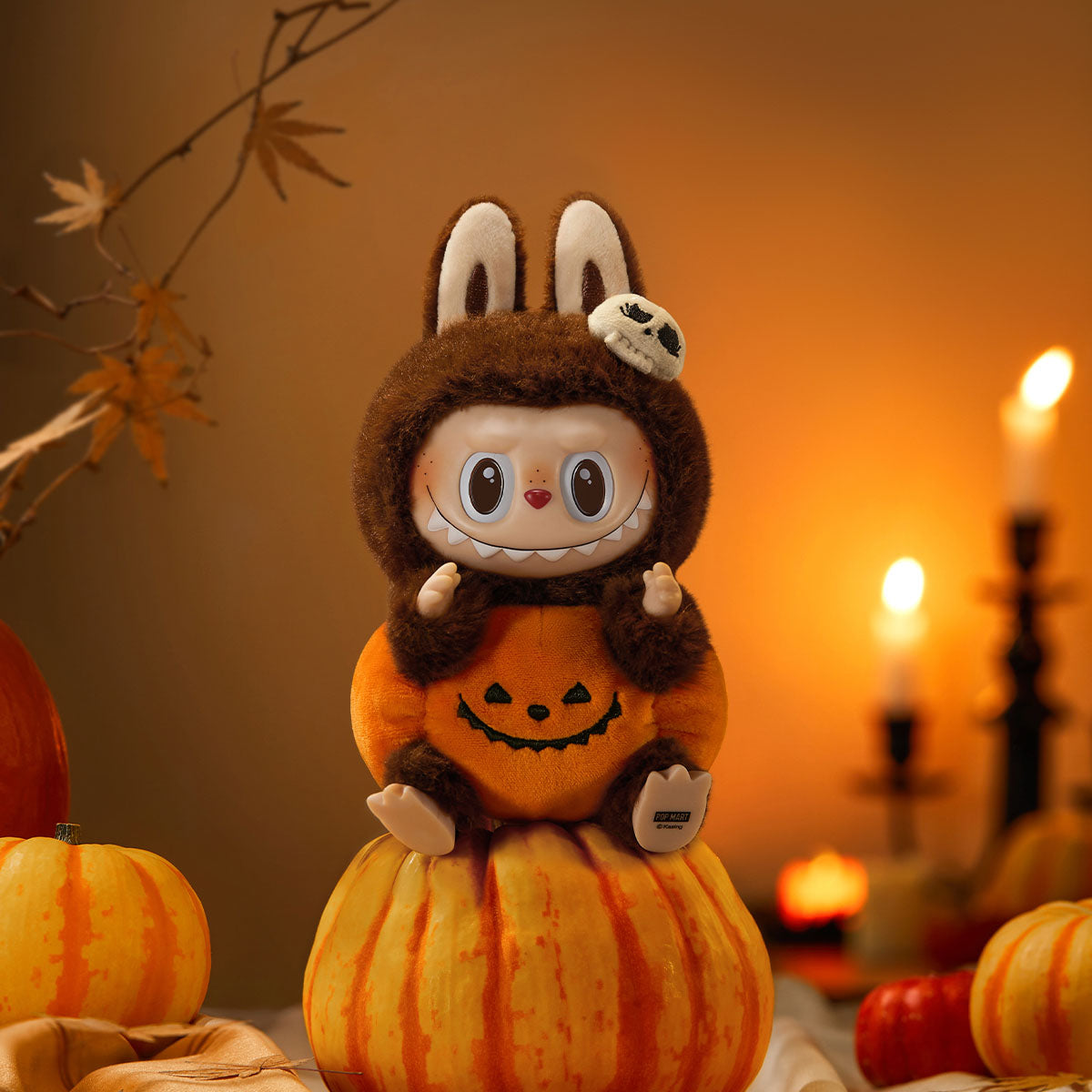 Labubu Pop Mart Happy Halloween Party Series-Sitting Pumpkin Vinyl Plush Pendant-Labubu-pikastore.cz