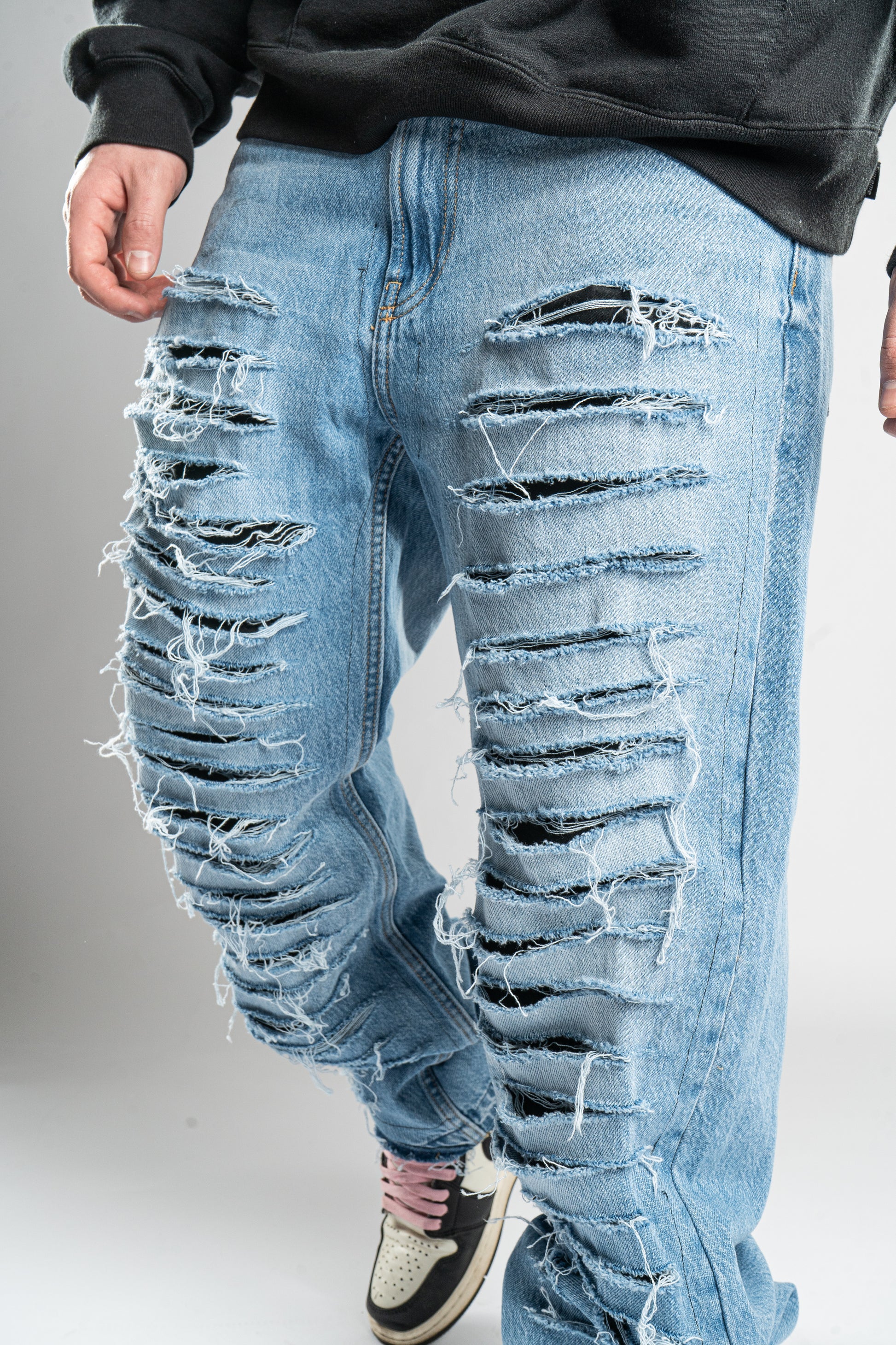 Custom Distressed Blue Jeans-Kalhoty-Custompantsprg-pikastore.cz