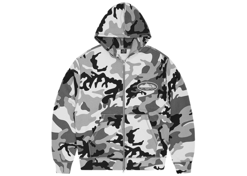 Corteiz Island Puff Print Zip Hoodie Arctic Camo-Corteiz-pikastore.cz