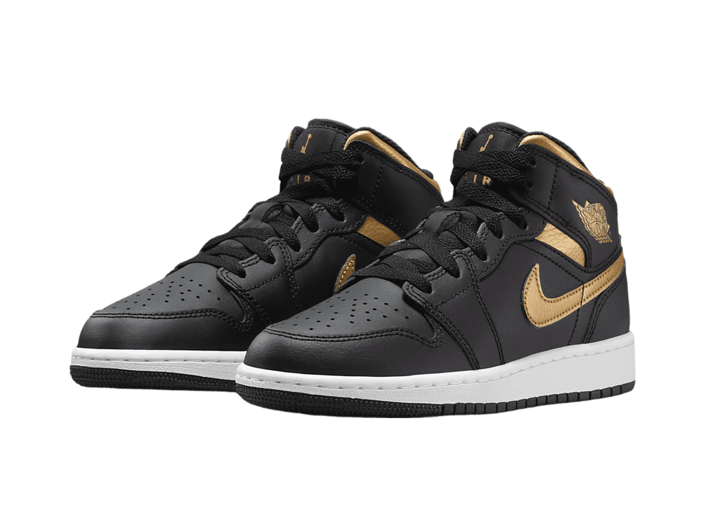 Air Jordan 1 Mid GS Black Metallic Gold-Air Jordan-pikastore.cz