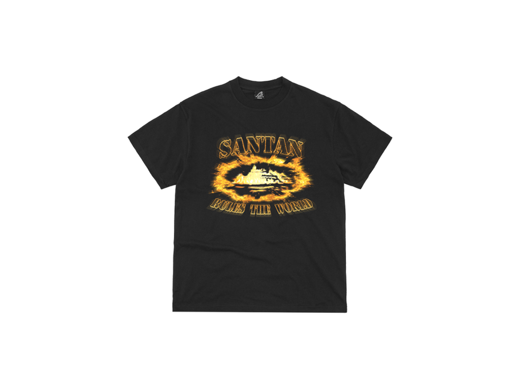 Corteiz Santan Alcatraz Tee Black Orange Flame-Corteiz-pikastore.cz