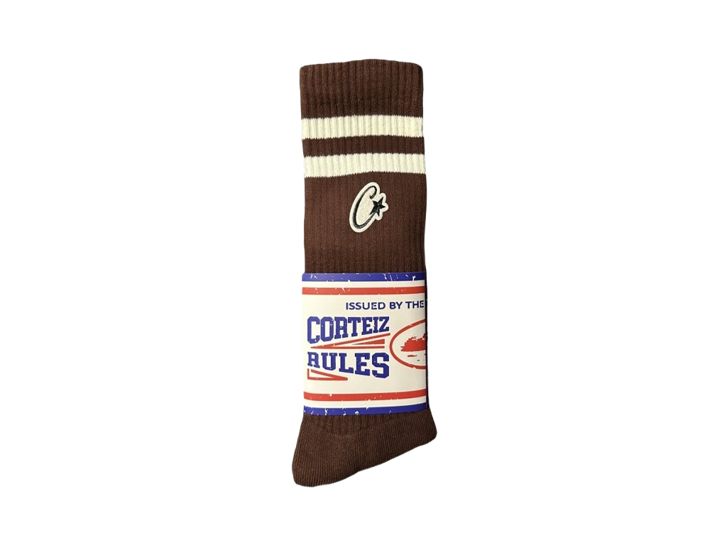 Corteiz Patch Socks Brown/White-Corteiz-pikastore.cz