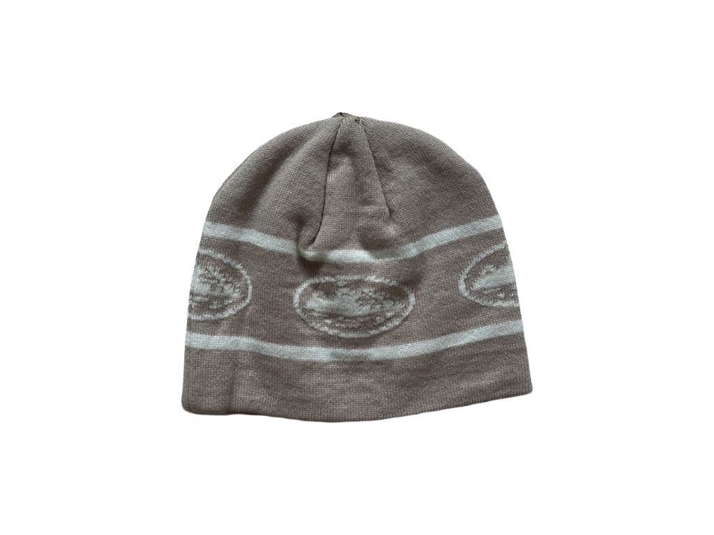 Corteiz Repeat Alcatraz Beanie Brown Cream-Corteiz-pikastore.cz