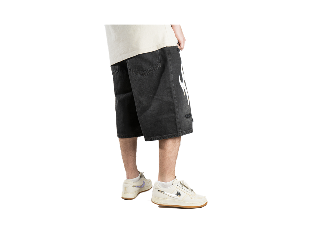 Custom Leather Tribal Shorts Black-Kalhoty-Custompantsprg-pikastore.cz
