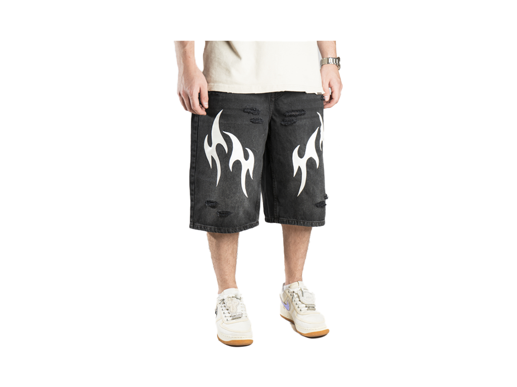 Custom Leather Tribal Shorts Black-Kalhoty-Custompantsprg-pikastore.cz