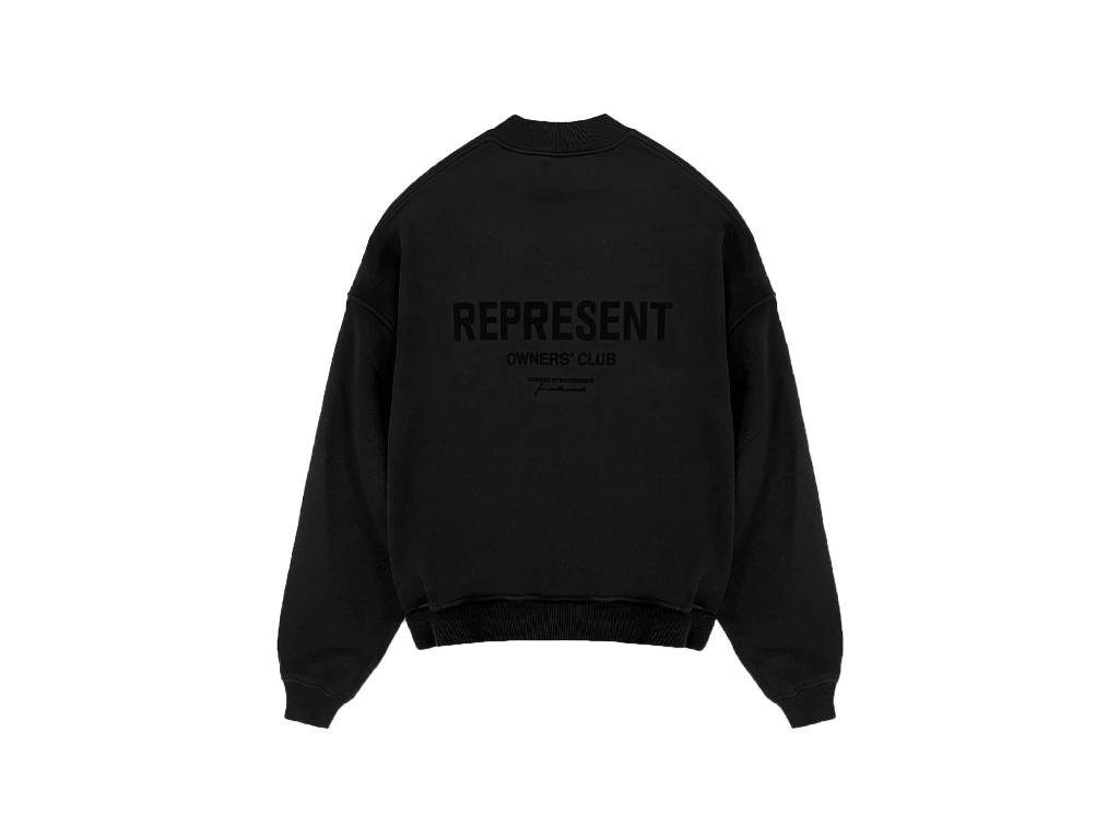 Represent Owners Club Flocked Crewneck Black-Represent-pikastore.cz