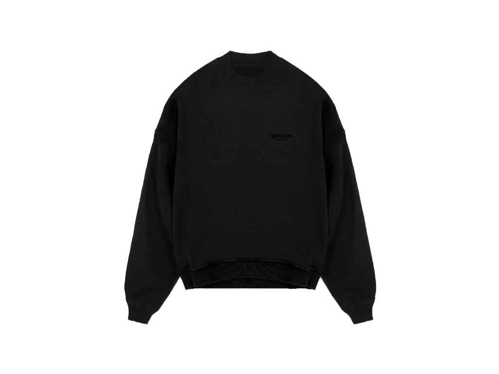 Represent Owners Club Flocked Crewneck Black-Represent-pikastore.cz