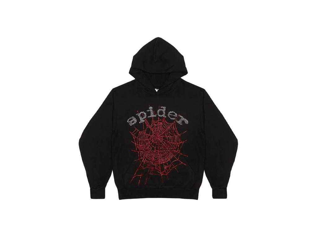 Sp5der Black Rhinestone Hoodie-Sp5der-pikastore.cz