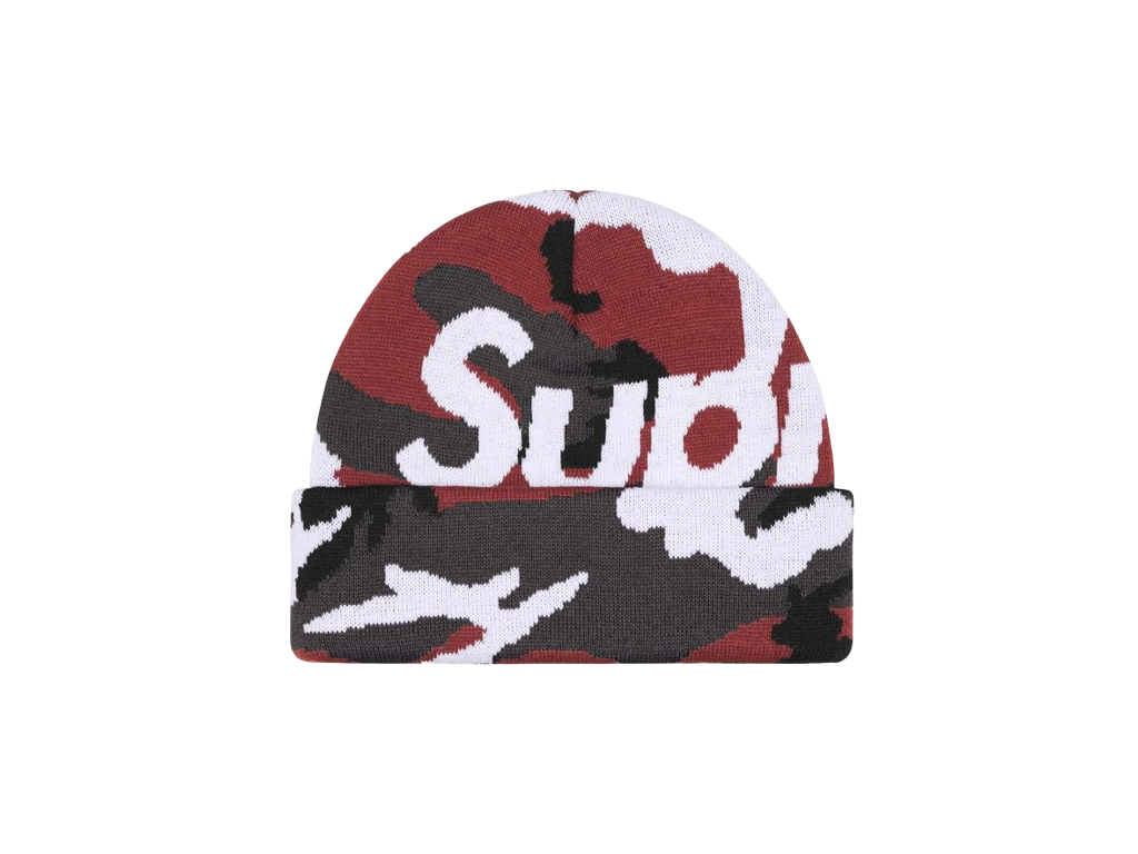Supreme Camo Big Logo Beanie Red Camo