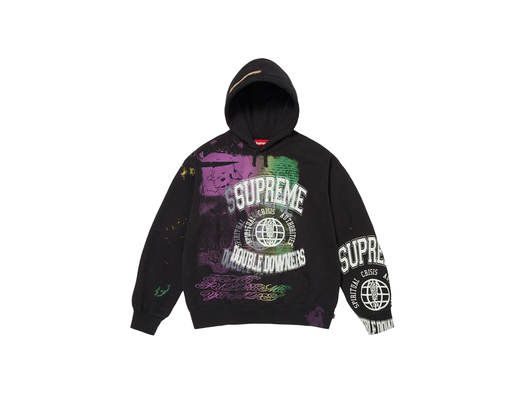 Supreme Overprint Hooded Sweatshirt Black-Supreme-pikastore.cz