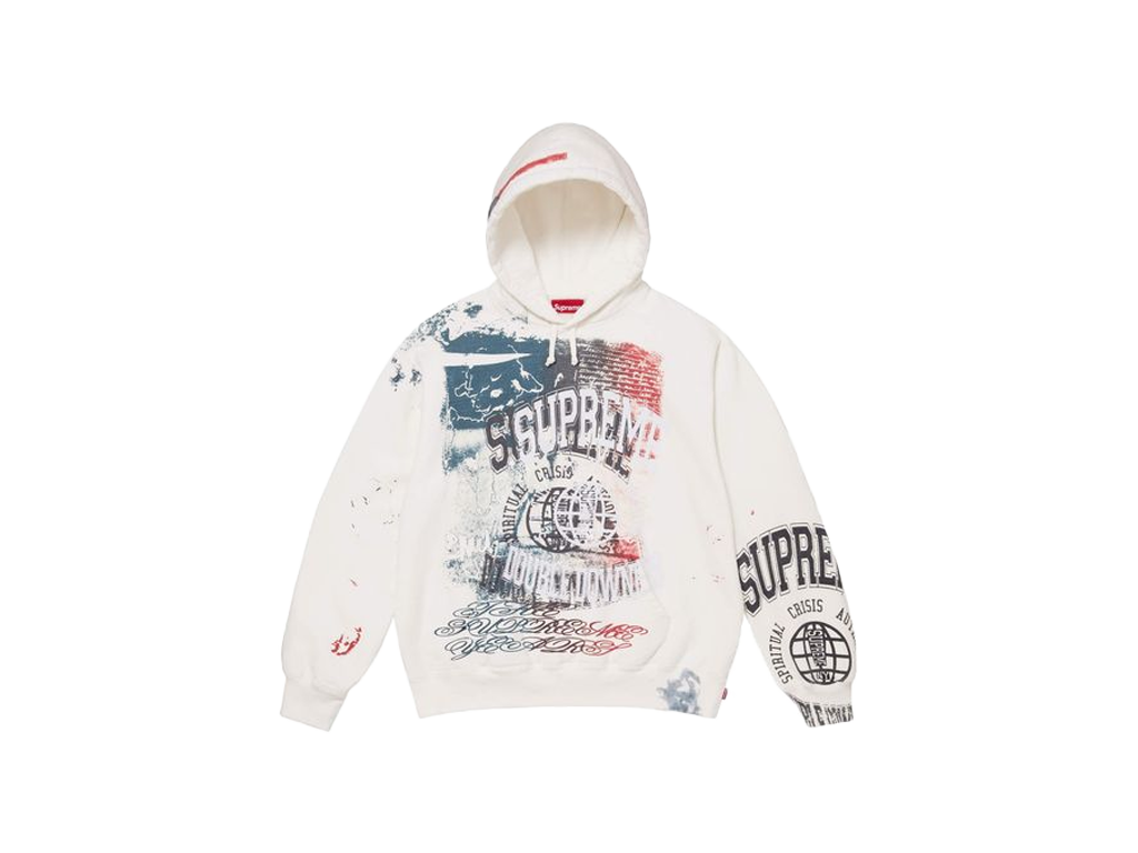 Supreme Overprint Hooded Sweatshirt White-Supreme-pikastore.cz