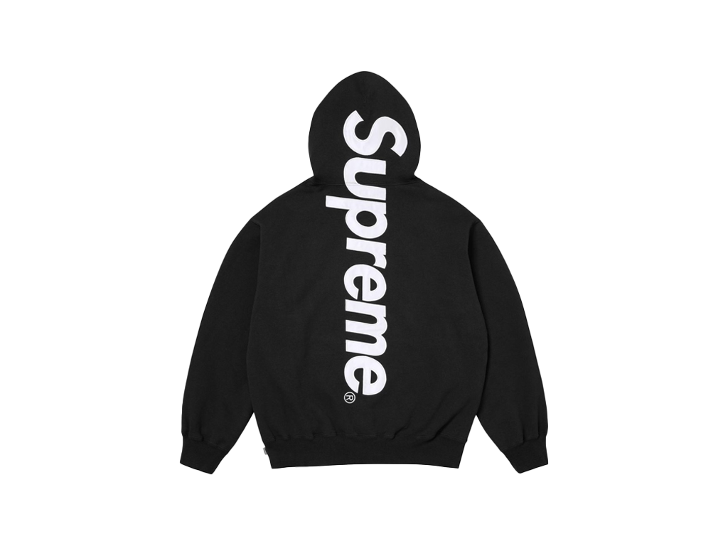 Supreme Satin Applique Hooded Sweatshirt Black-Supreme-pikastore.cz