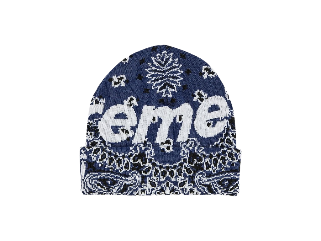 Supreme Bandana Big Logo Beanie Blue-Supreme-pikastore.cz