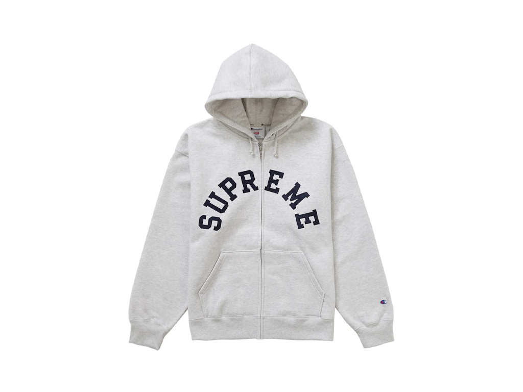 Supreme Champion Zip Up Hooded Sweatshirt Ash Grey-Supreme-pikastore.cz