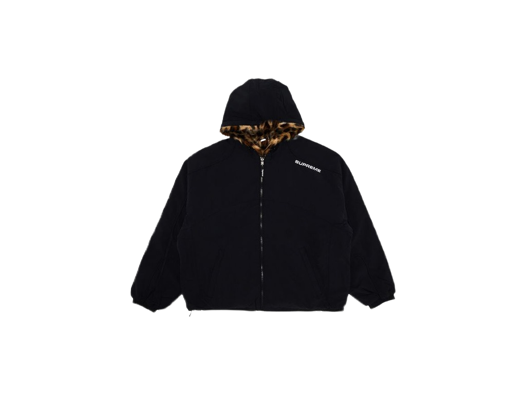Supreme Faux Fur Reversible Hooded Track Jacket Black-Supreme-pikastore.cz