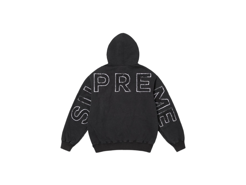 Supreme Frayed Hooded Sweatshirt Black-Supreme-pikastore.cz
