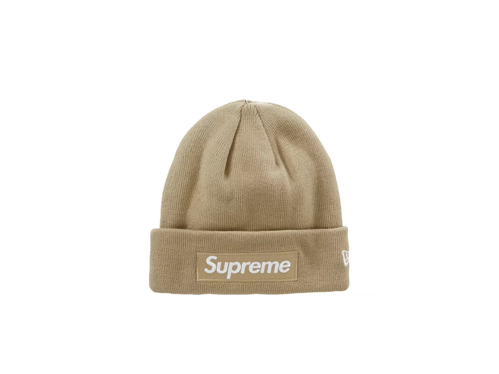 Supreme New Era Box Logo Beanie (FW23) Dark Sand-Supreme-pikastore.cz