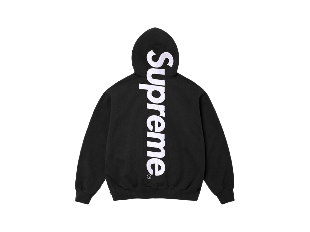 Supreme Satin Applique Hooded Sweatshirt Black-Supreme-pikastore.cz
