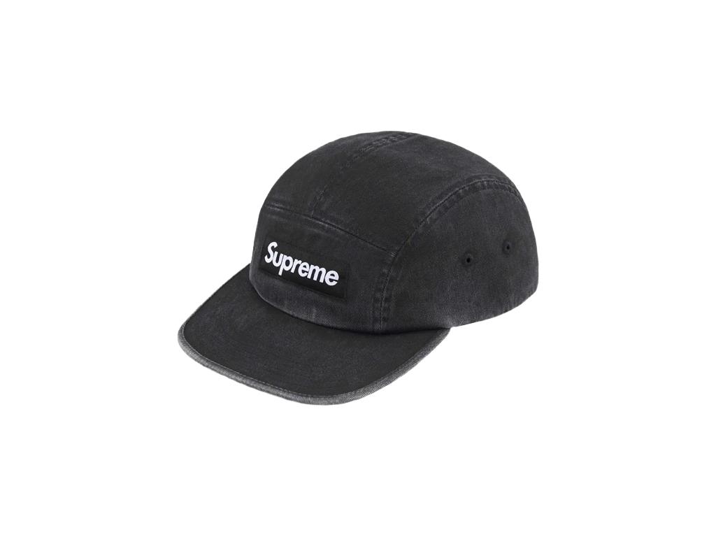 Supreme Washed Chino Twill Camp Cap (SS25) Black-Supreme-pikastore.cz