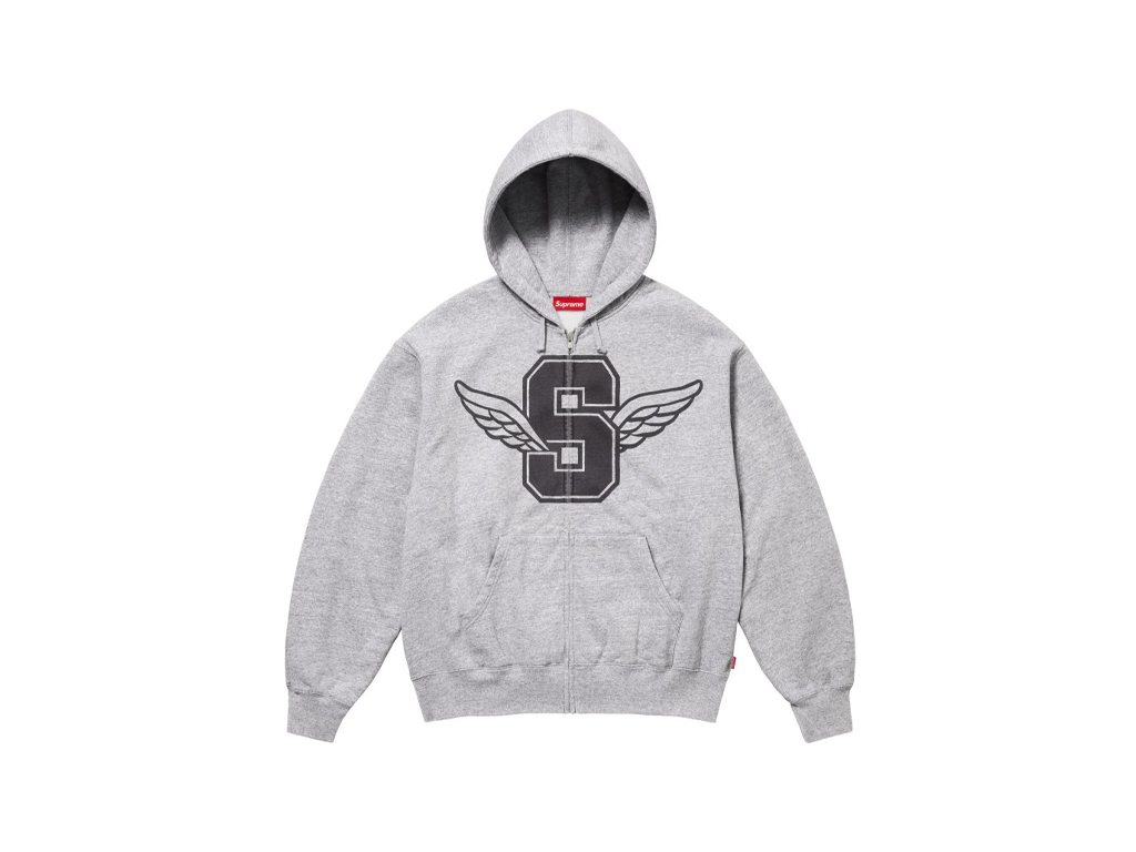 Supreme Wings Zip Up Hooded Sweatshirt Heather Grey-Supreme-pikastore.cz