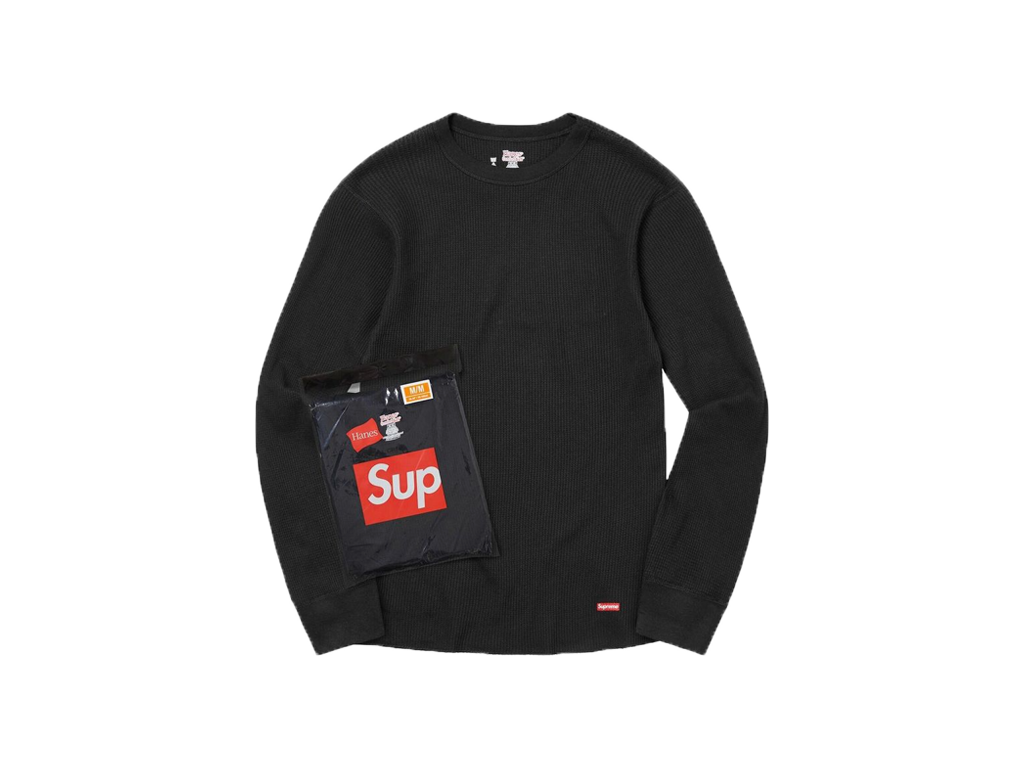 Supreme x Hanes Thermal Crew (1 Pack) Black
