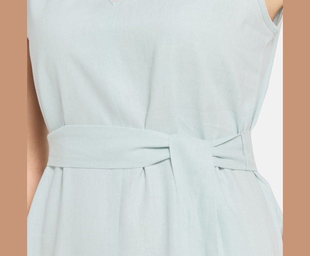 Calvin Klein Linen-blend dress Light Blue – oblečení – fotka 3 z 5