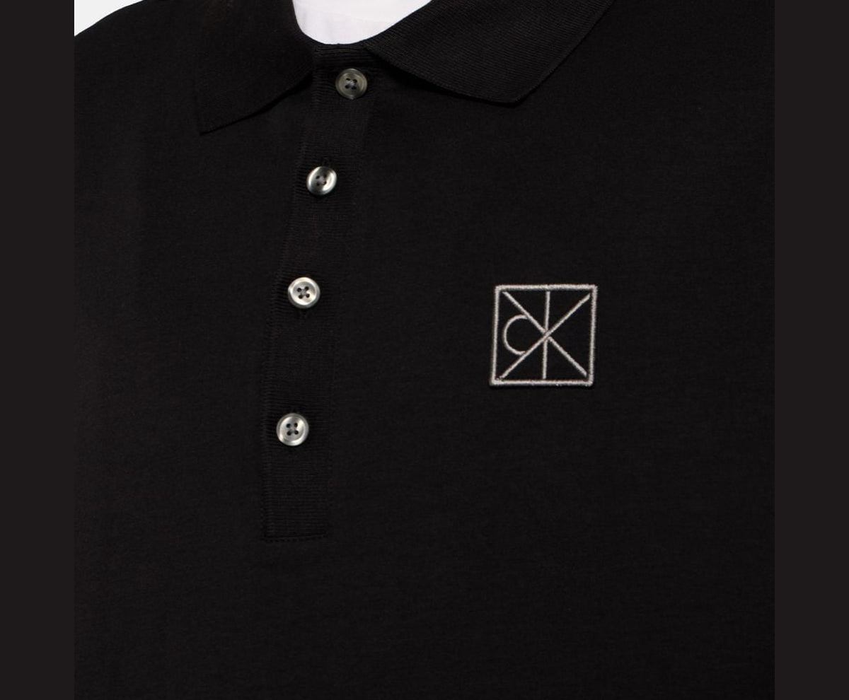 Calvin Klein Long-sleeved polo shirt Double Face Black – tricou – fotografia 3 din 5