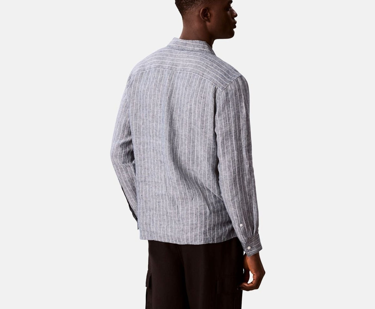 Calvin Klein Linen shirt Blue – oblečení – fotka 4 z 6