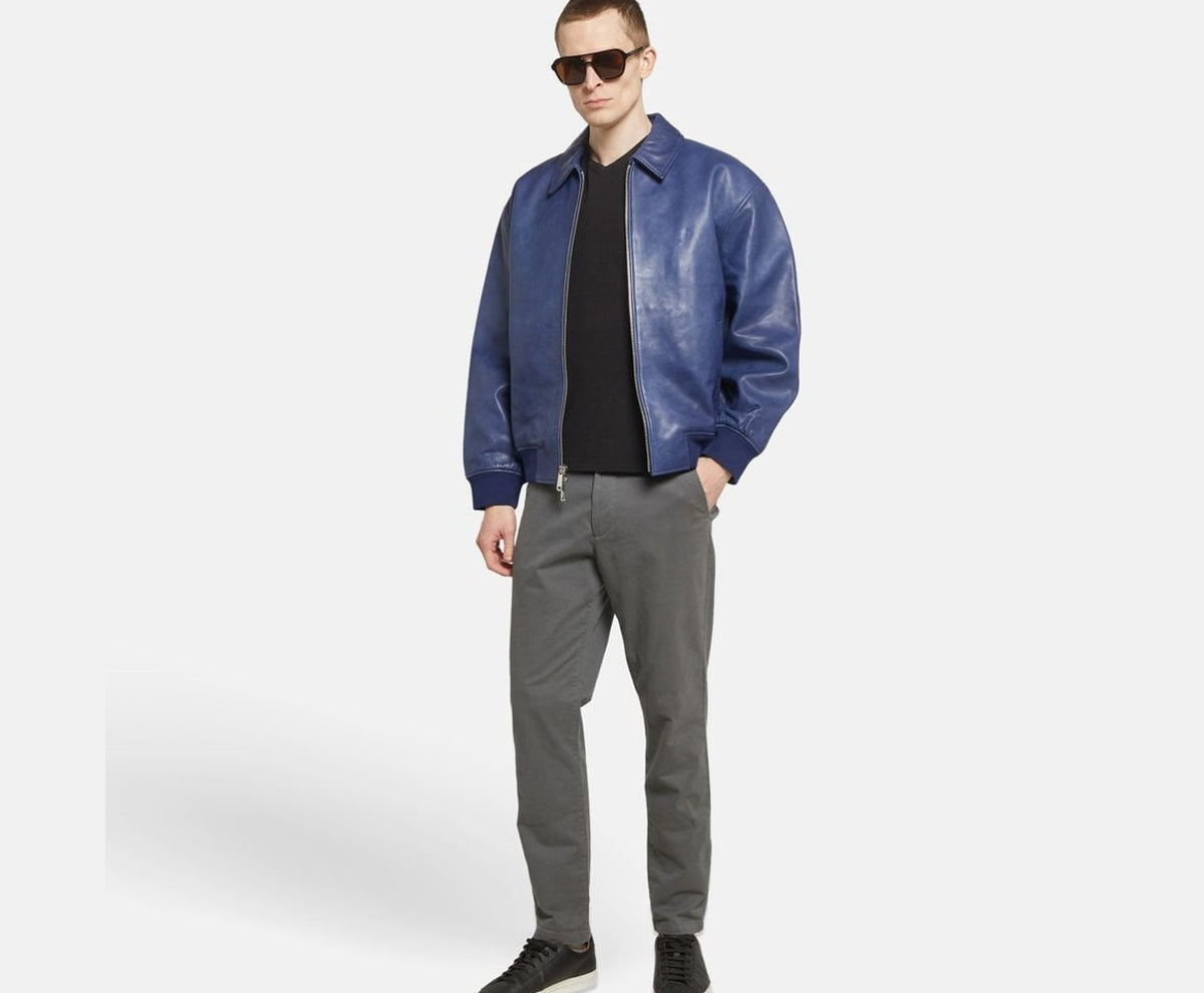 Calvin Klein Leather blouson Blue – îmbrăcăminte – fotografia 6 din 6