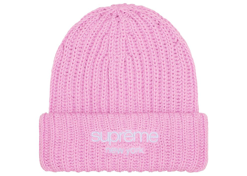 Supreme Chunky Rib Classic Logo Beanie Pink