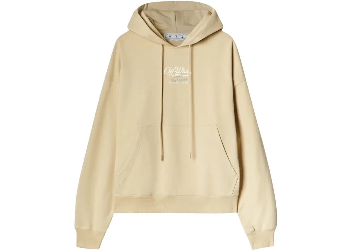 OFF-WHITE Script Logo Opp Over Skate Hoodie Beige