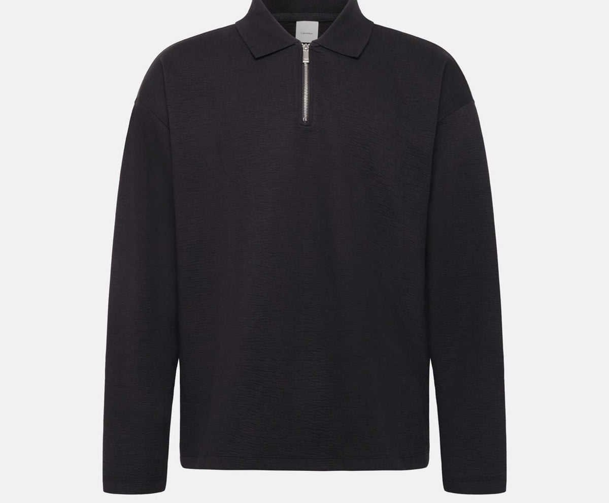 Calvin Klein Long-sleeved polo shirt Black – ruházat, fekete