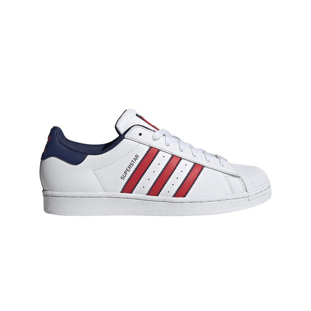Adidas Superstar White Scarlet Dark Blue – zapatos, azul