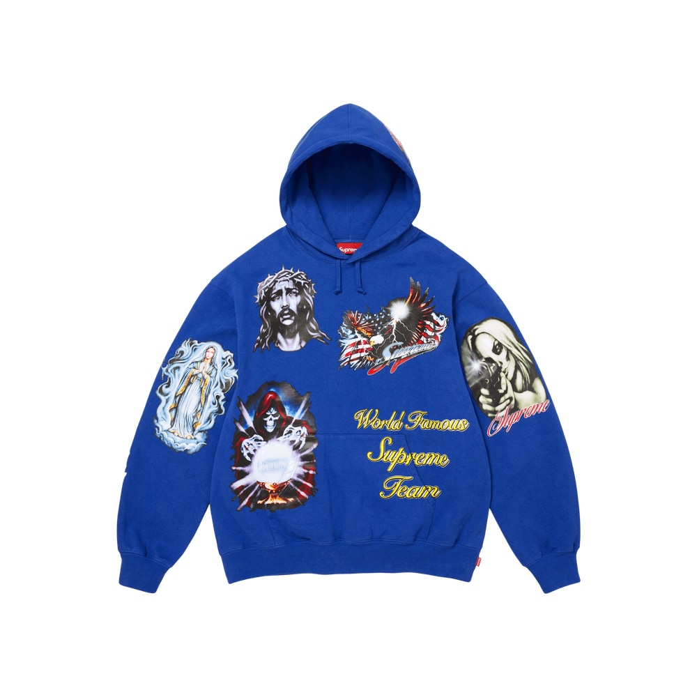 Supreme Stickers Hooded Sweatshirt Royal – mikina
