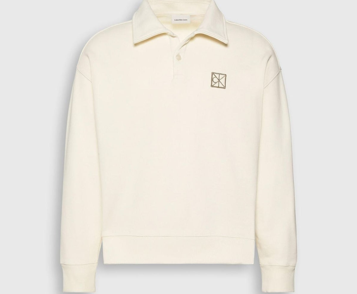Calvin Klein Long-sleeved polo shirt Terry White – vaatteet, valkoinen