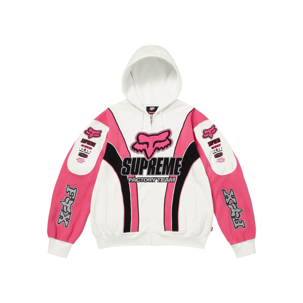 Supreme x Fox Racing Zip Up Hooded Sweatshirt White