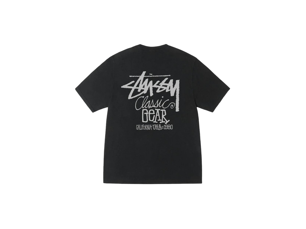 Stussy Classic Gear Pig. Dyed Tee Black-Stüssy-pikastore.cz