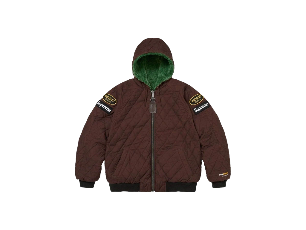 Supreme x Vanson Leathers Reversible Quilted Hooded Jacket Brown – jakna – fotografija 3 od 3