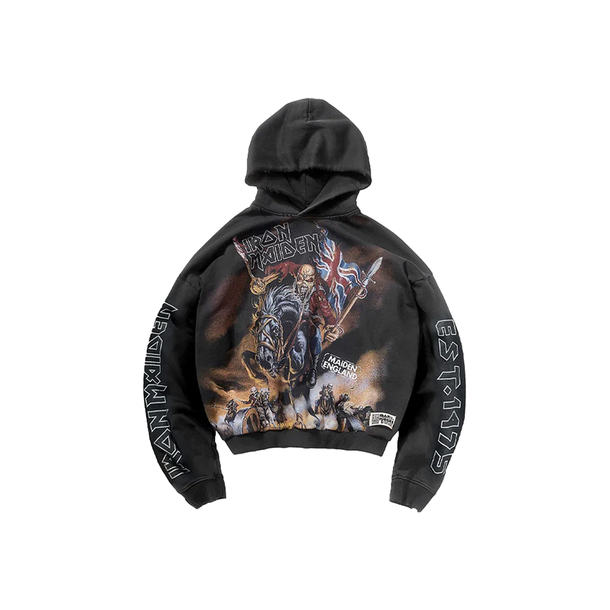 Represent X Iron Maiden Steed Hoodie Stained Black-Represent-pikastore.cz