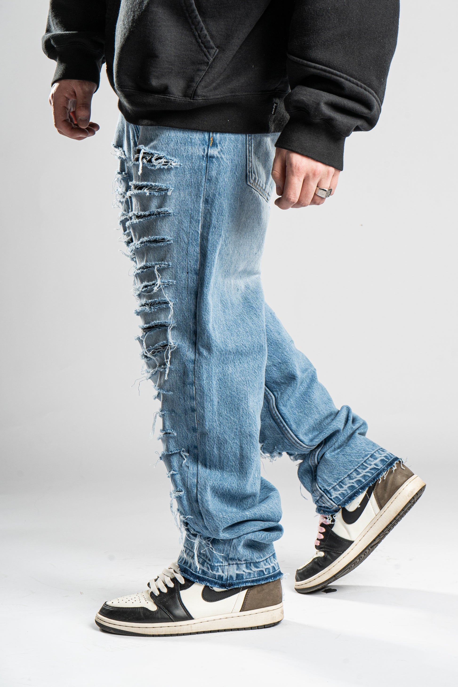 Custom Distressed Blue Jeans-Kalhoty-Custompantsprg-pikastore.cz