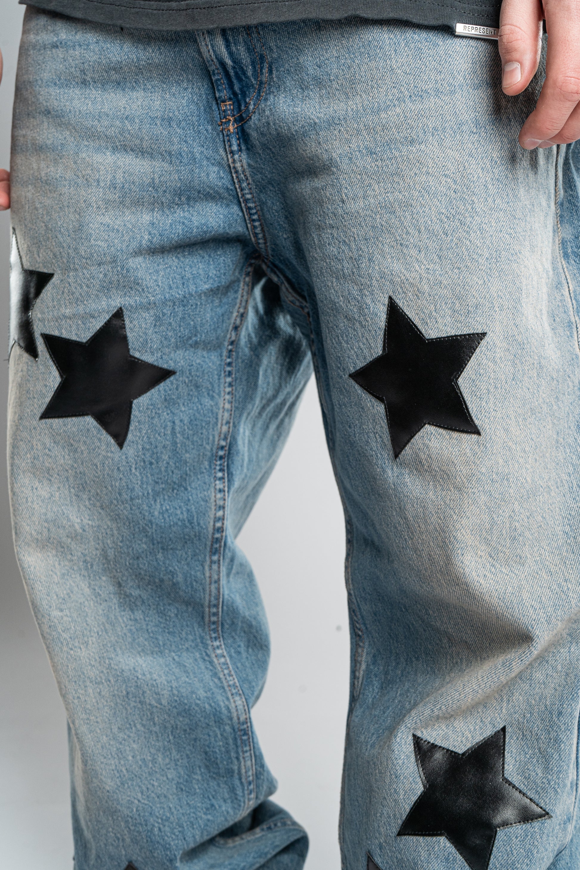 Custom Leather Star Jeans-Kalhoty-Custompantsprg-pikastore.cz