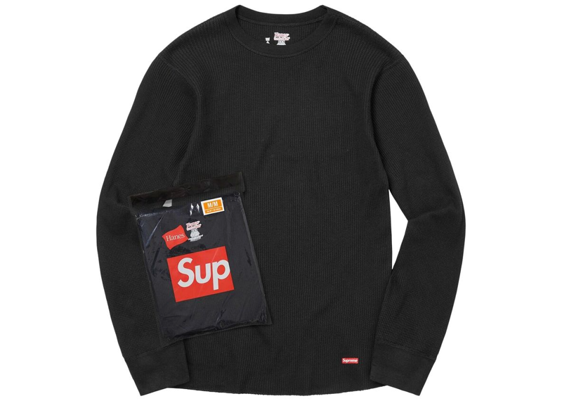 Supreme x Hanes Thermal Crew (1 Pack) Black-Supreme-pikastore.cz