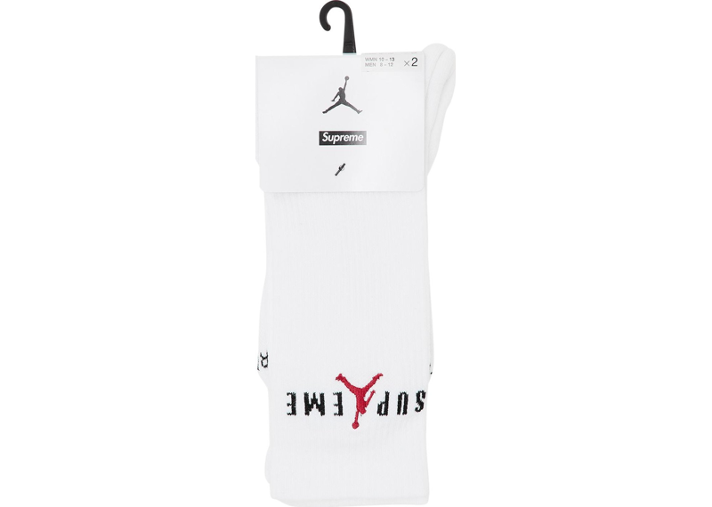 Supreme x Jordan Crew Socks (2 Pack) White