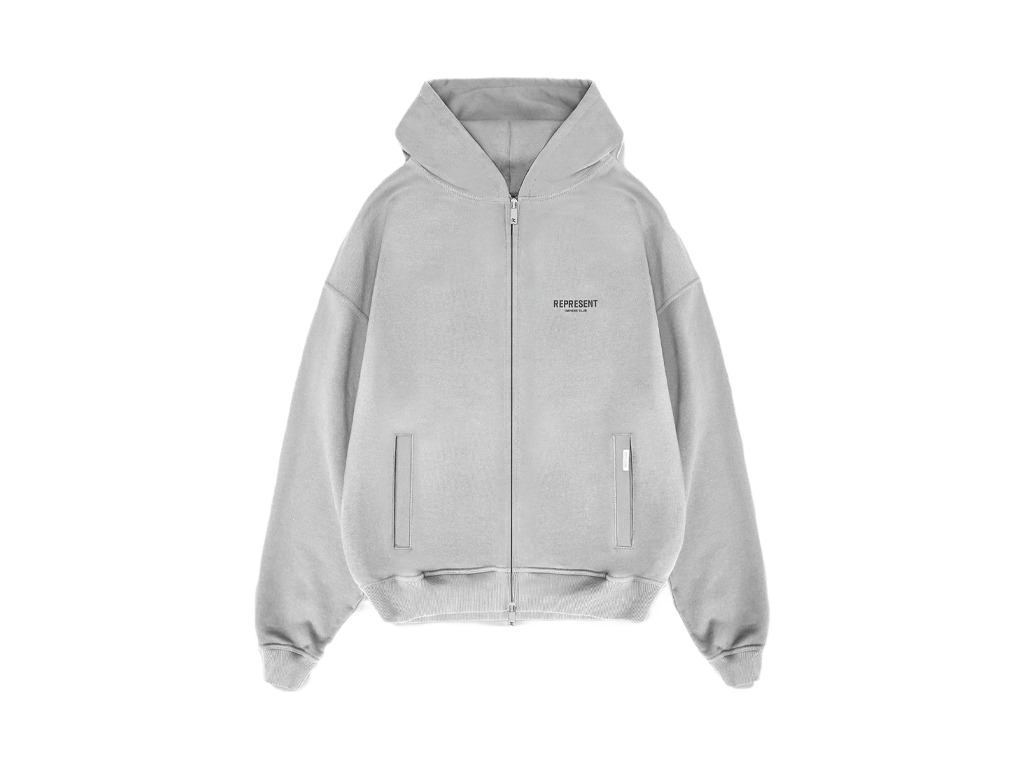 Represent Owners Club Zip-Up Gray Hoodie
