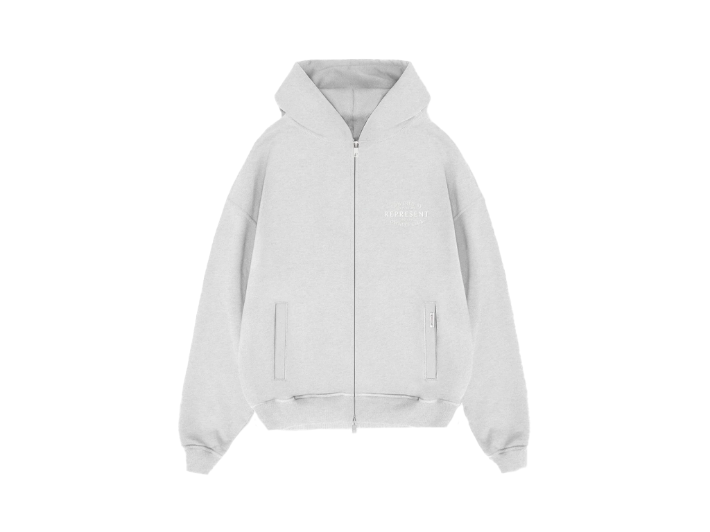 Represent Owners Club Stamp Zip Up Hoodie Ash Grey