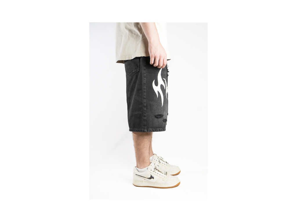 Custom Leather Tribal Shorts Black-Kalhoty-Custompantsprg-pikastore.cz